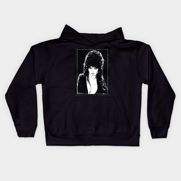 ELVIRA - MISTRESS OF THE DARK (Black and White) Kids Hoodie by Famous Weirdos